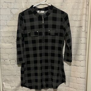 Black and Gray Plaid Women's Tunic